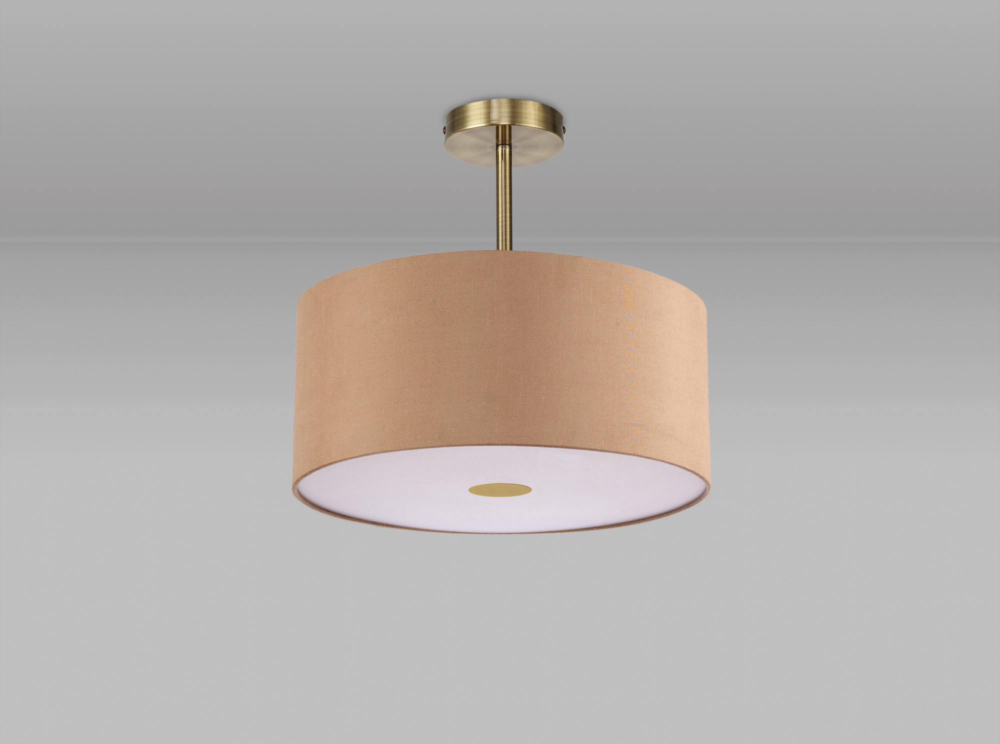 Baymont 40cm Semi Flush 1 Light Antique Brass, Antique Gold/Ruby, Frosted Diffuser DK0180  Deco Baymont